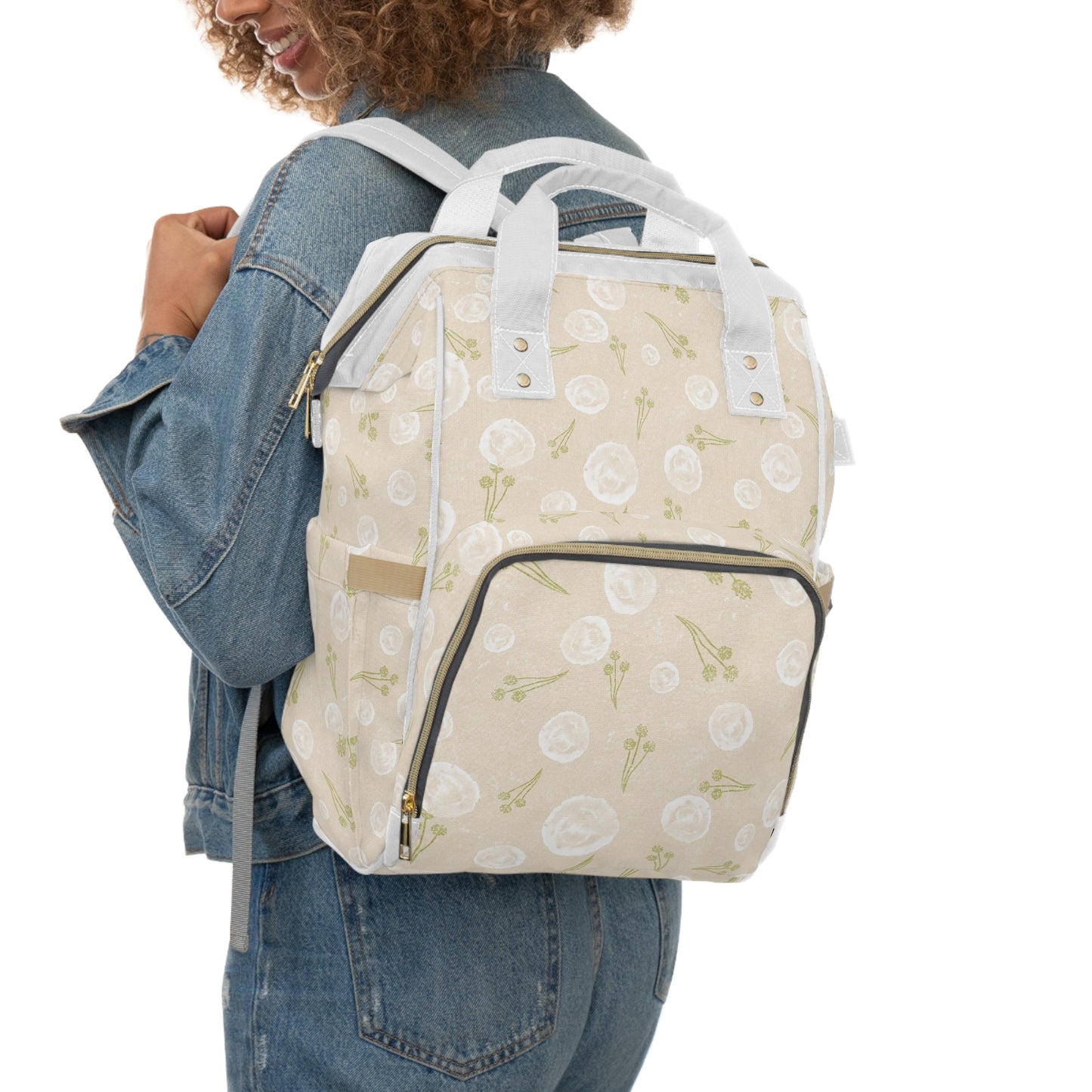 Stylish Floral Diaper Backpack - Modern Baby Bag, Functional Maternity Gift, Trendy Baby Shower Accessory, Travel-Friendly Diaper Bag, [...]
