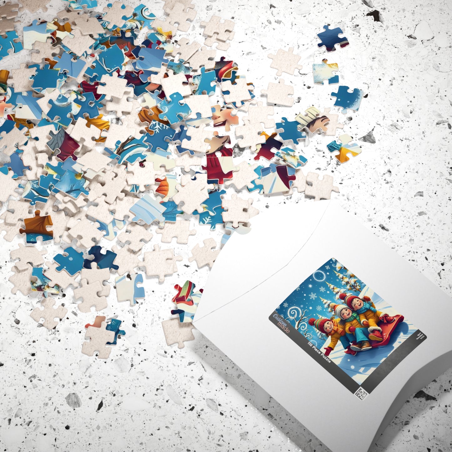 Kids Sledding Winter Scene Jigsaw Puzzle — Holiday Family Fun (110–1014 pcs)