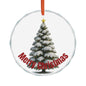 Heart Crystal Ornament — Snowy Christmas Tree "Merry Christmas" Holiday Decoration