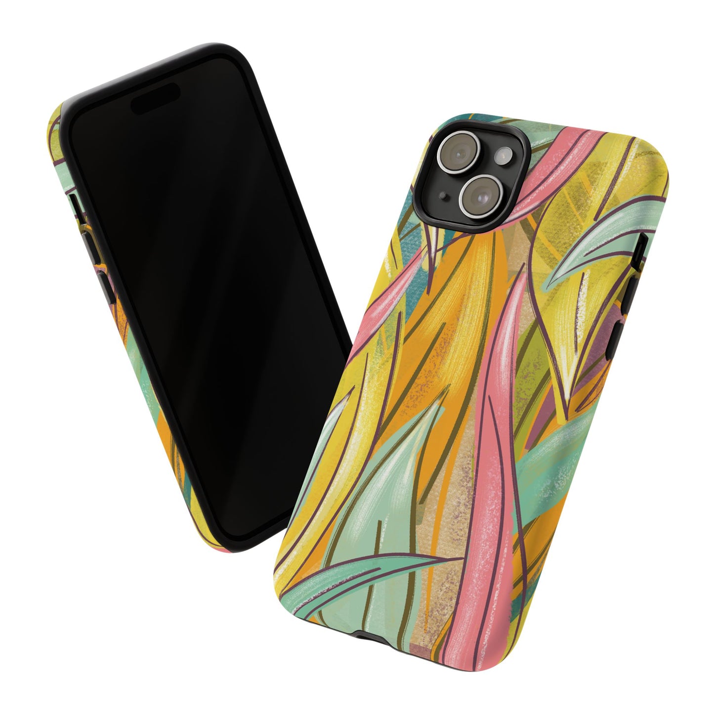 Vibrant Phone Case with Colorful Leaf Design, Tough Cases for Nature Lovers, Eco-Friendly Gift, Summer Vibes, Floral Phone Cover