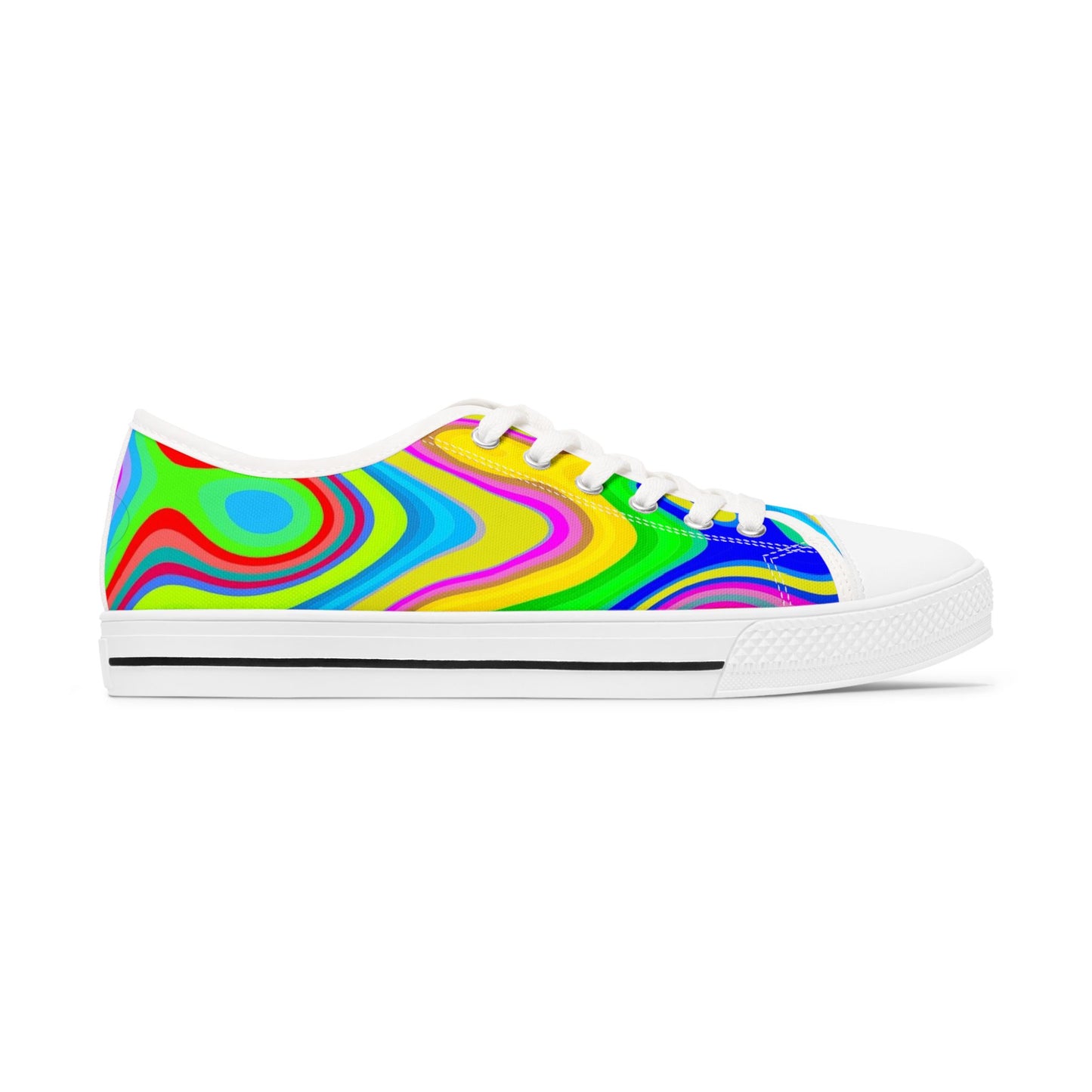 Low Top Sneakers — Vibrant Psychedelic Swirl Women's Canvas Shoes