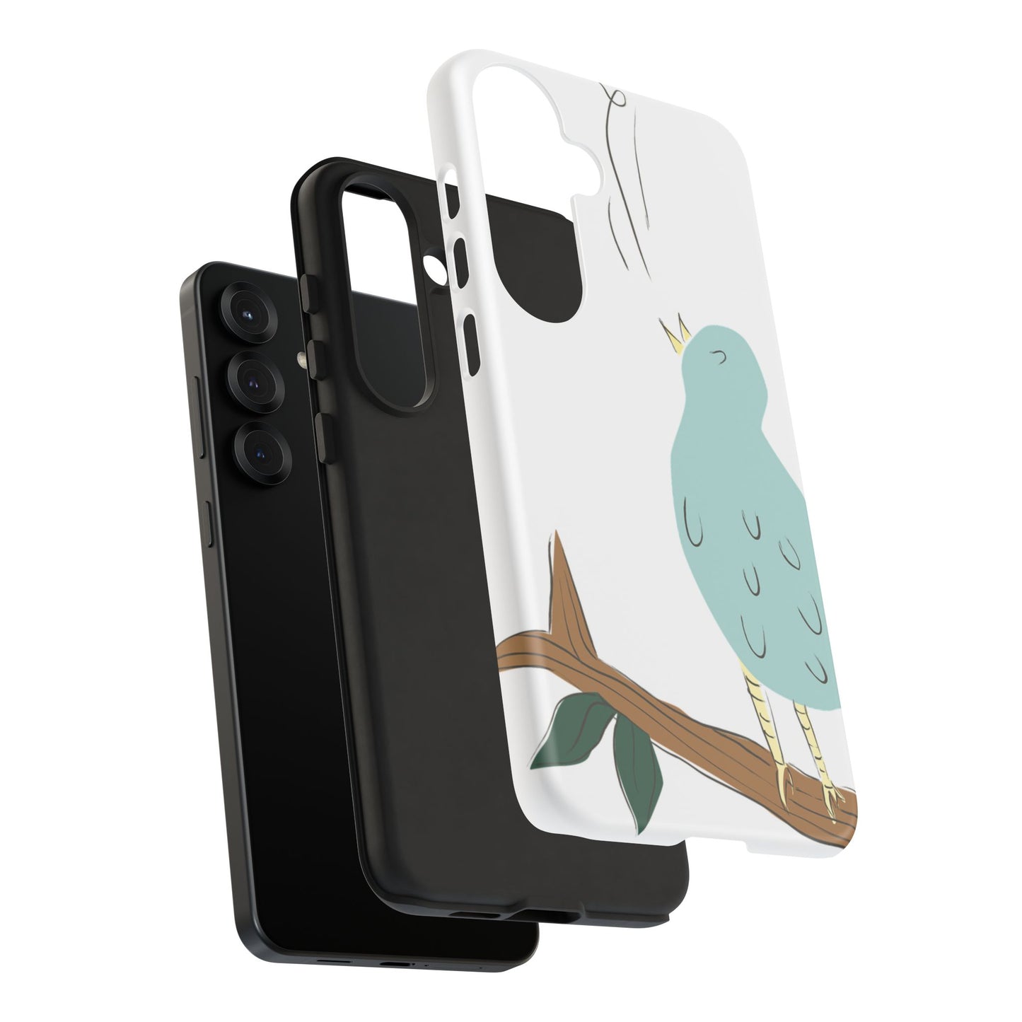 Birdsong Phone Case — Cute Blue Bird on Branch Protective Case