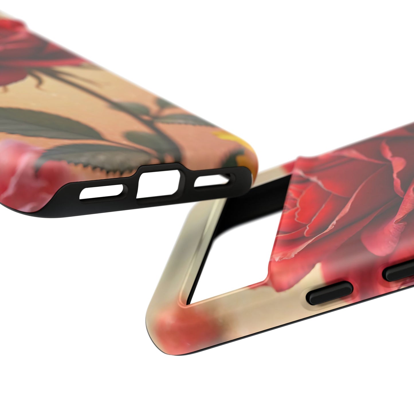 Floral Phone Case with Red Rose Design, Tough Phone Cover, Flower Print, Gift for Her, Stylish Accessory, Floral Aesthetic