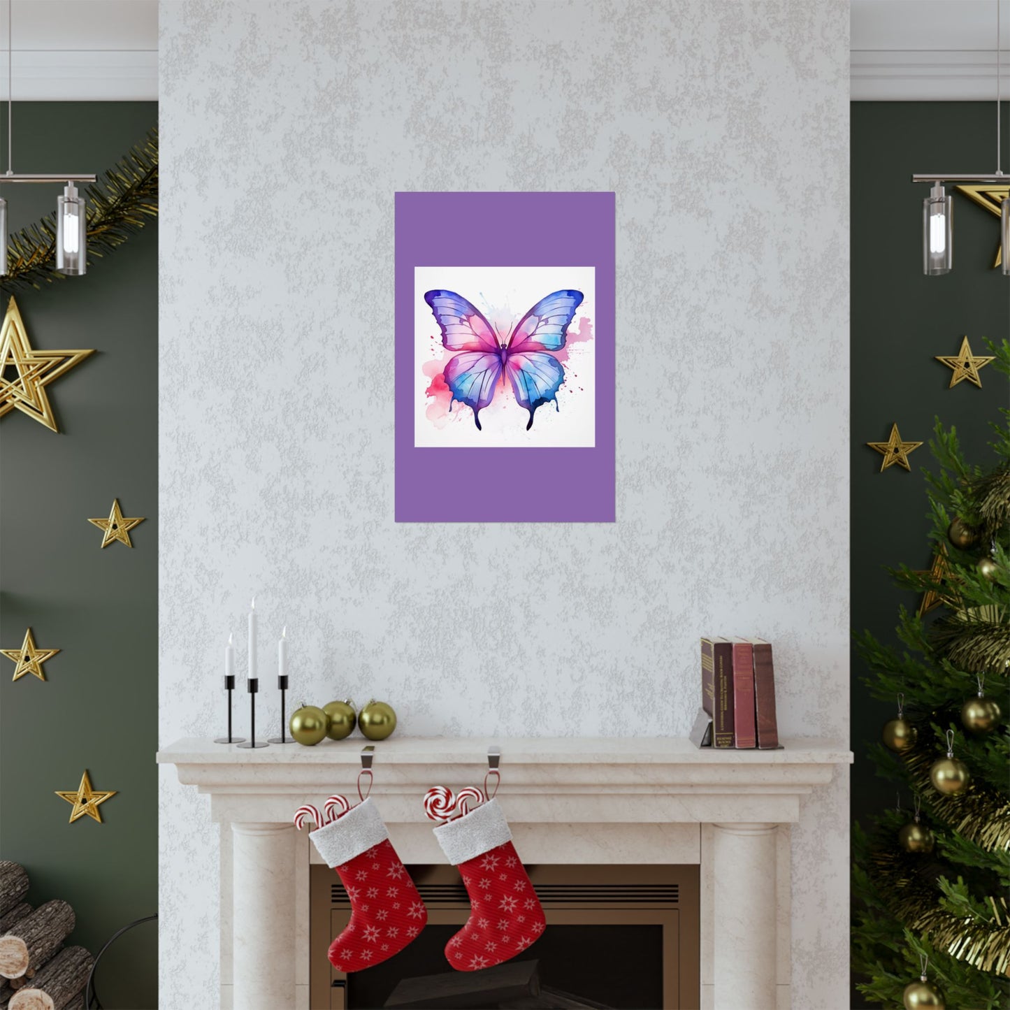 Butterfly Watercolor Matte Poster — Purple Vertical Art Print