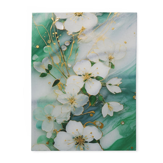 Elegant Floral Arctic Fleece Blanket, Cozy Home Decor, Gift for Her, Wedding Present, Nursery Accent, Luxe Throw