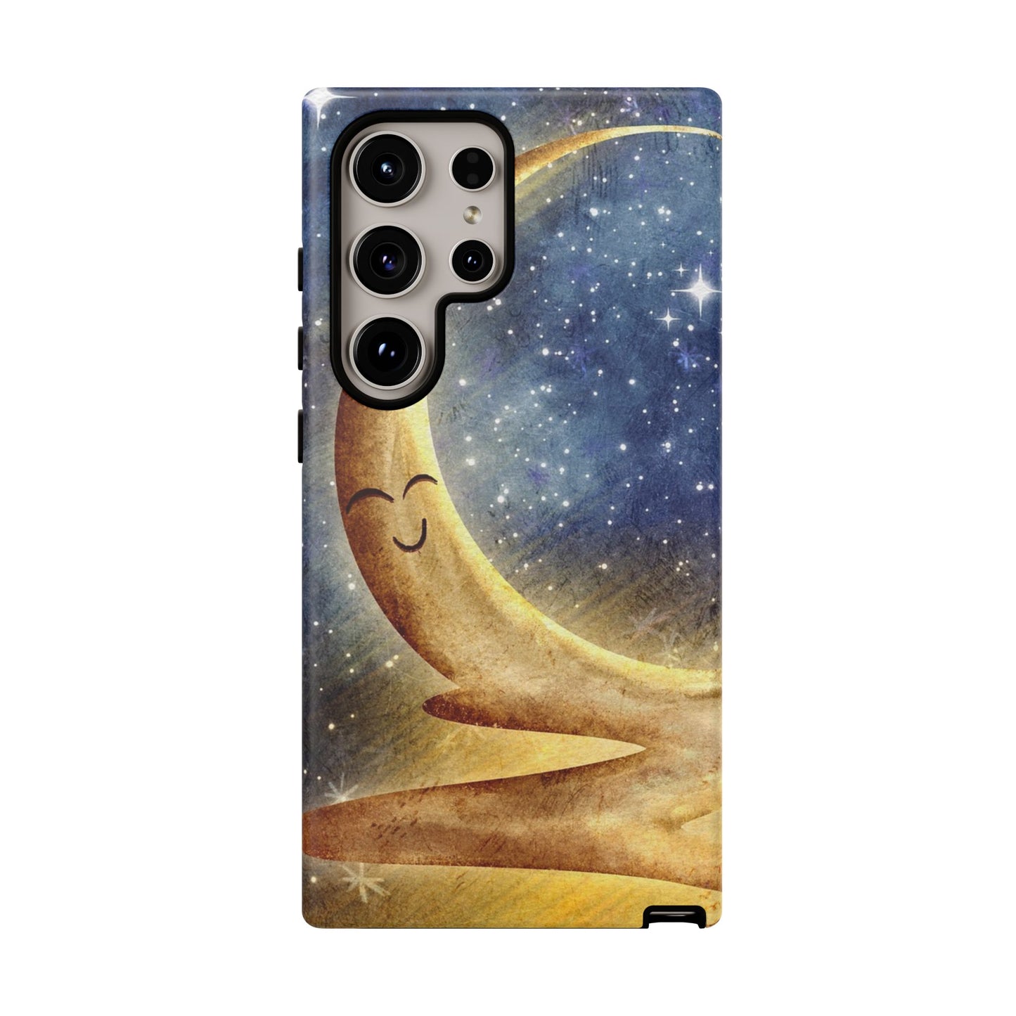 Moonlit Smile Phone Case — Starry Night Crescent Moon iPhone Cover