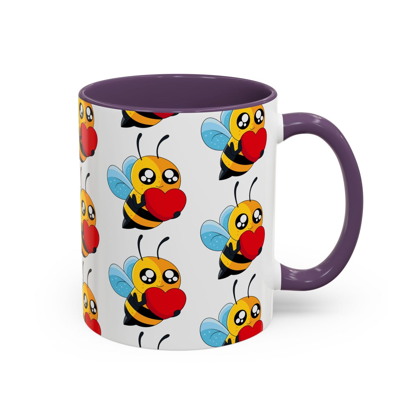 Cute Bee Love Accent Coffee Mug,  Cute Floral Mug, Cheerful Bee Design