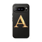 Custom Phone Case with Gold Letter A, Monogrammed Gift, Tough Protective Case, Personalized Phone Accessory, Unique Phone Cover