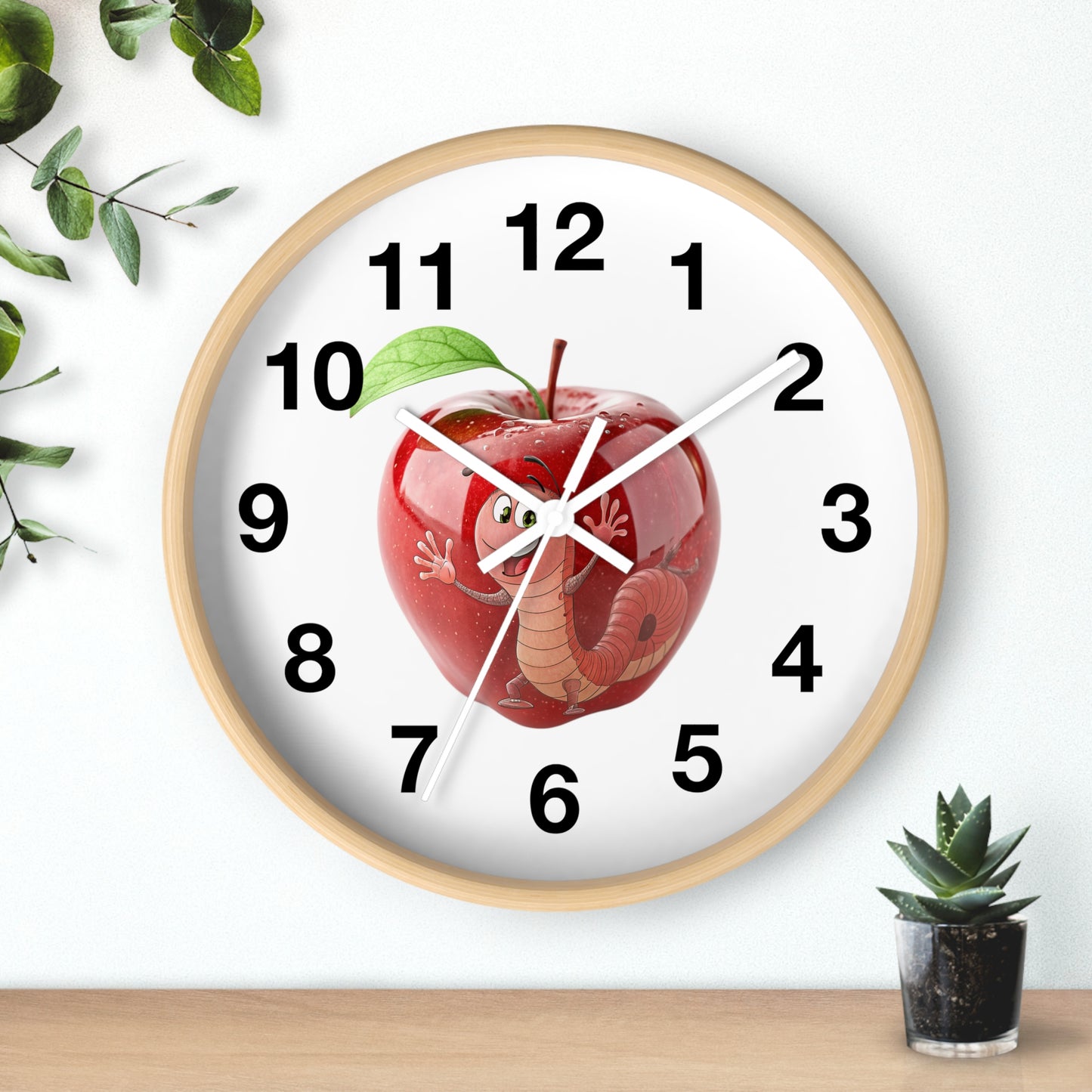 Whimsical Apple Wall Clock, Fun Kids Decor, Nursery Wall Accent, Tick Tock, Gift for Children, Playful Home Decor, Educational Timer