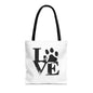 Love Paw Print Tote Bag, Pet Lover's Gift, Eco-Friendly Shopping Bag, Animal Rescue Fundraiser, Personalized Pet Tote