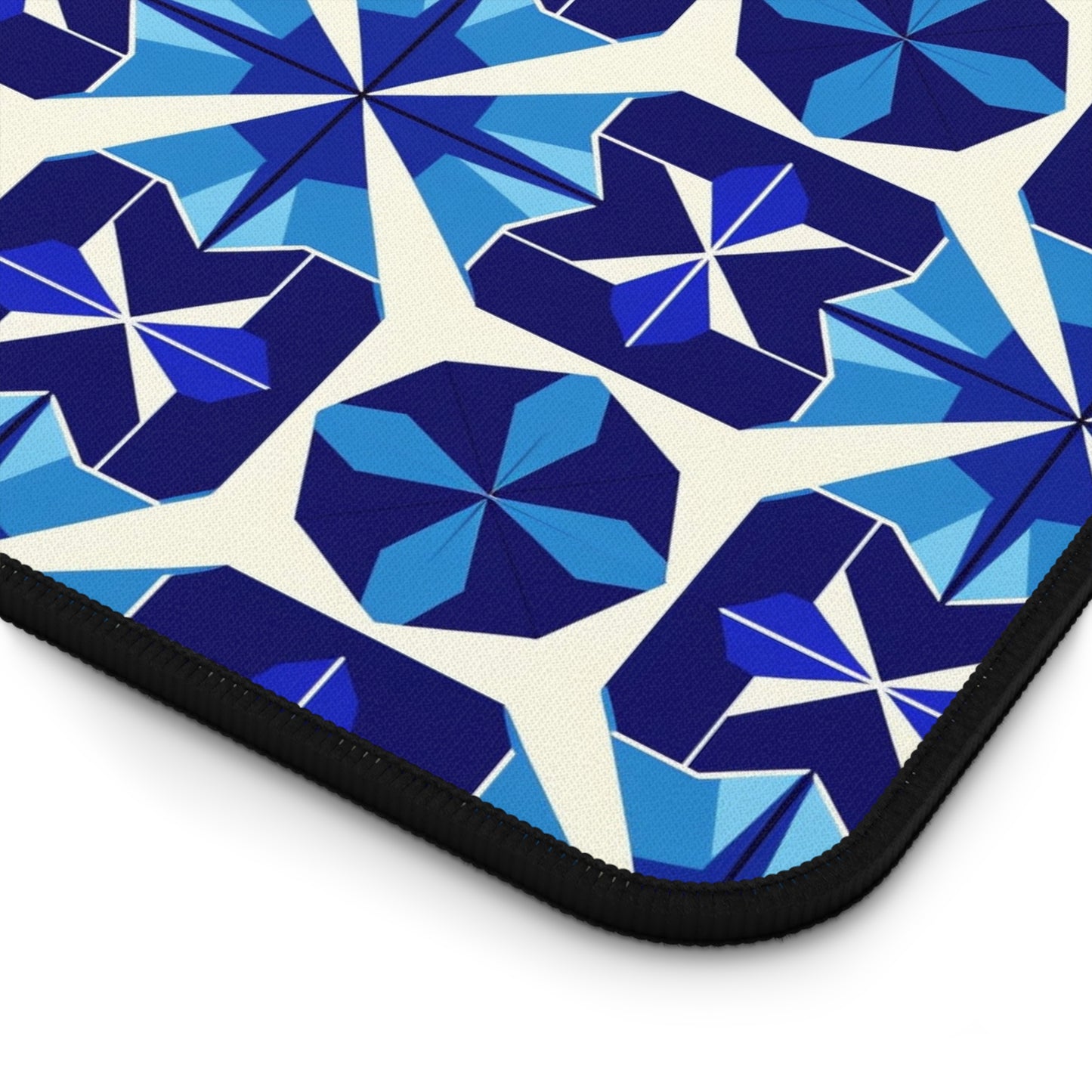 Blue Geometric Desk Mat for Stylish Workspaces