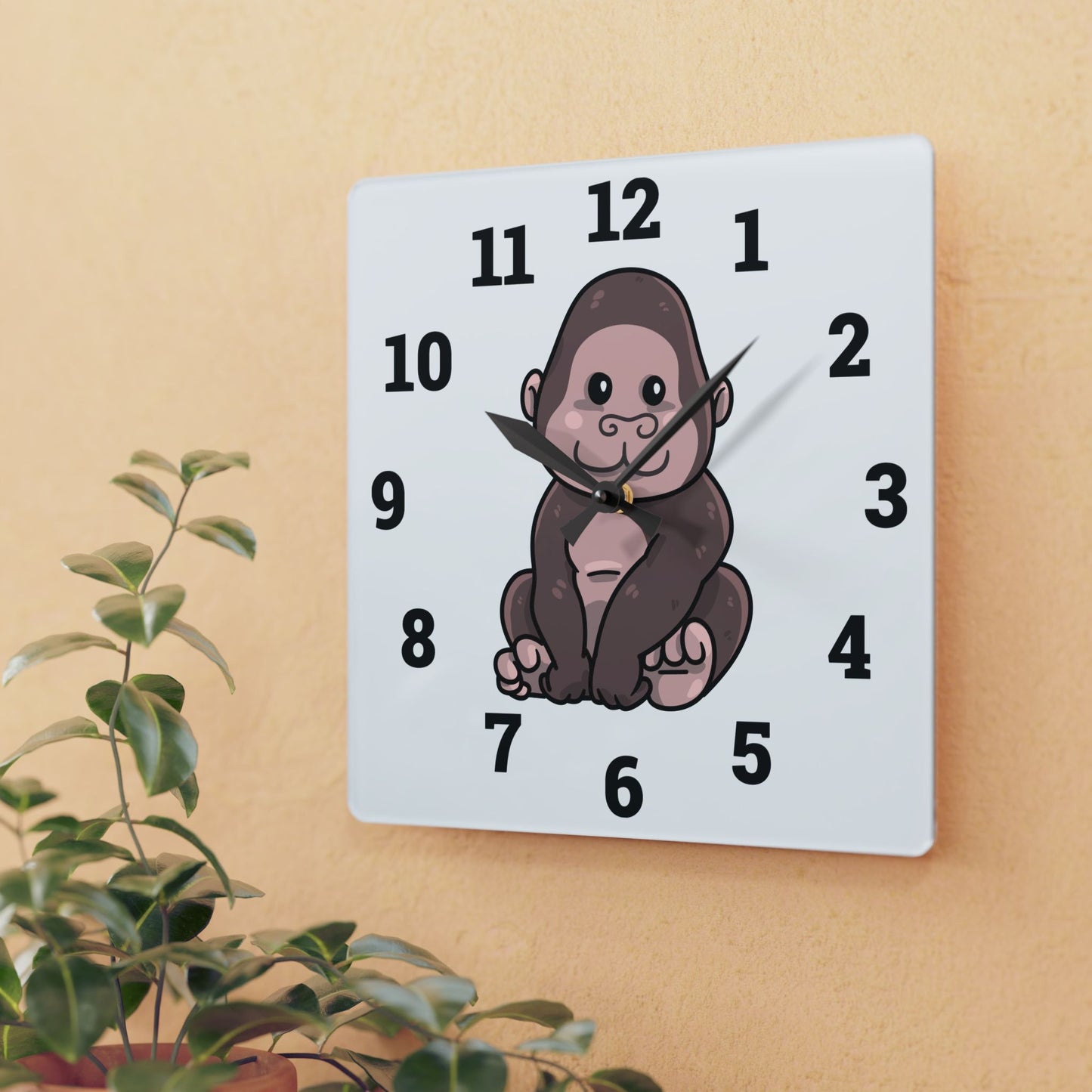 Cute Gorilla Acrylic Wall Clock - Fun Animal Decor