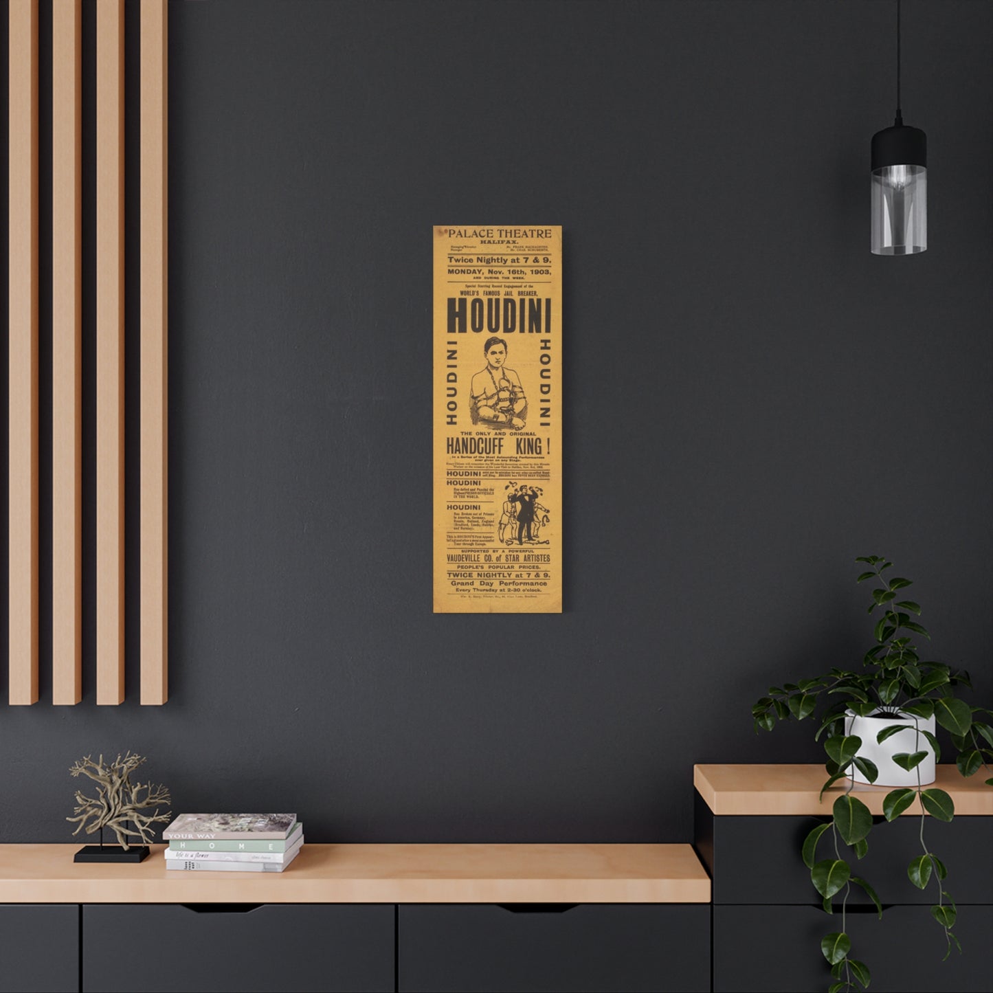 Houdini Vintage Poster Matte Canvas Wall Art (Stretched 1.25")