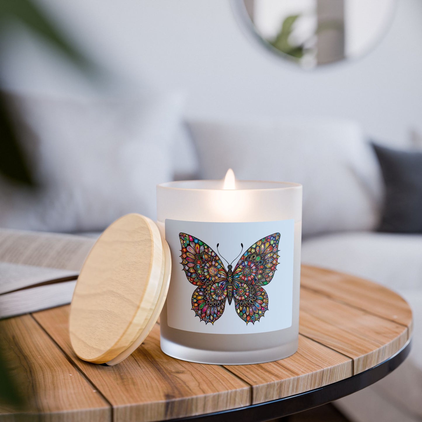 Butterfly Bloom Frosted Glass Candle - 11oz Artisan Aromatherapy