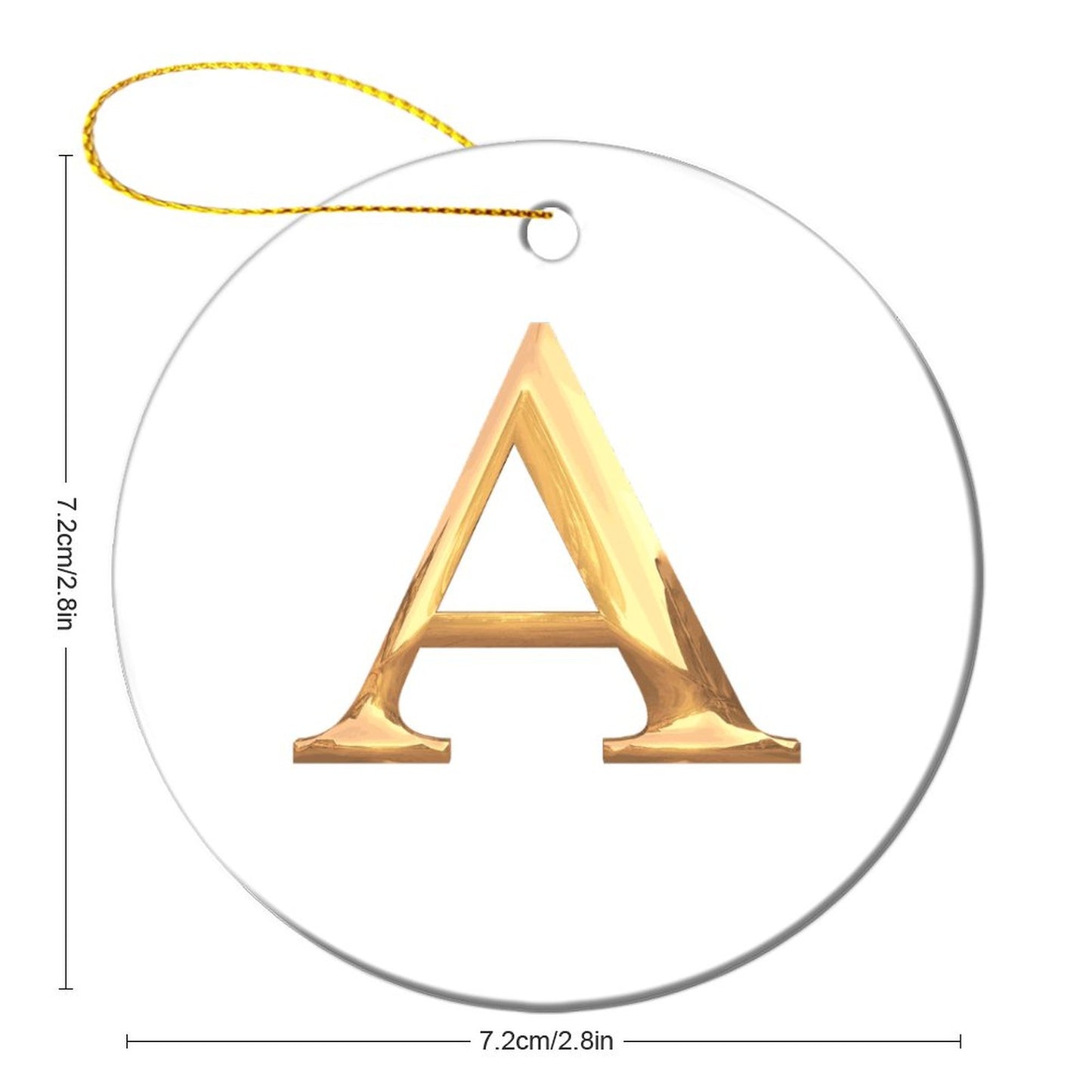 Round Christmas Ceramic Ornament- Letter A