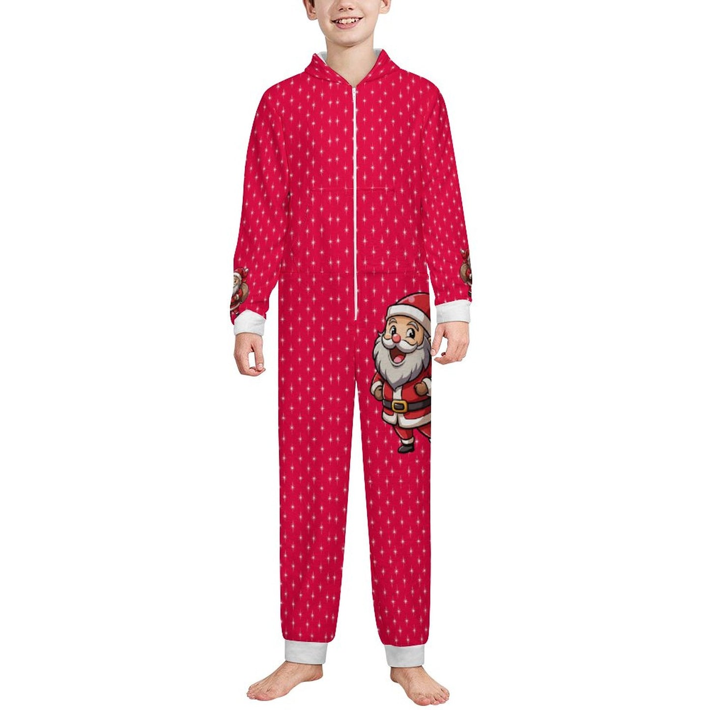 Flannel Footless Zip up Kid Jumpsuit Pajamas