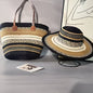 2pcs Set of Straw Hat and Woven Bag for Vacation Style, Sun Hat and Fashionable Tote Bag Set