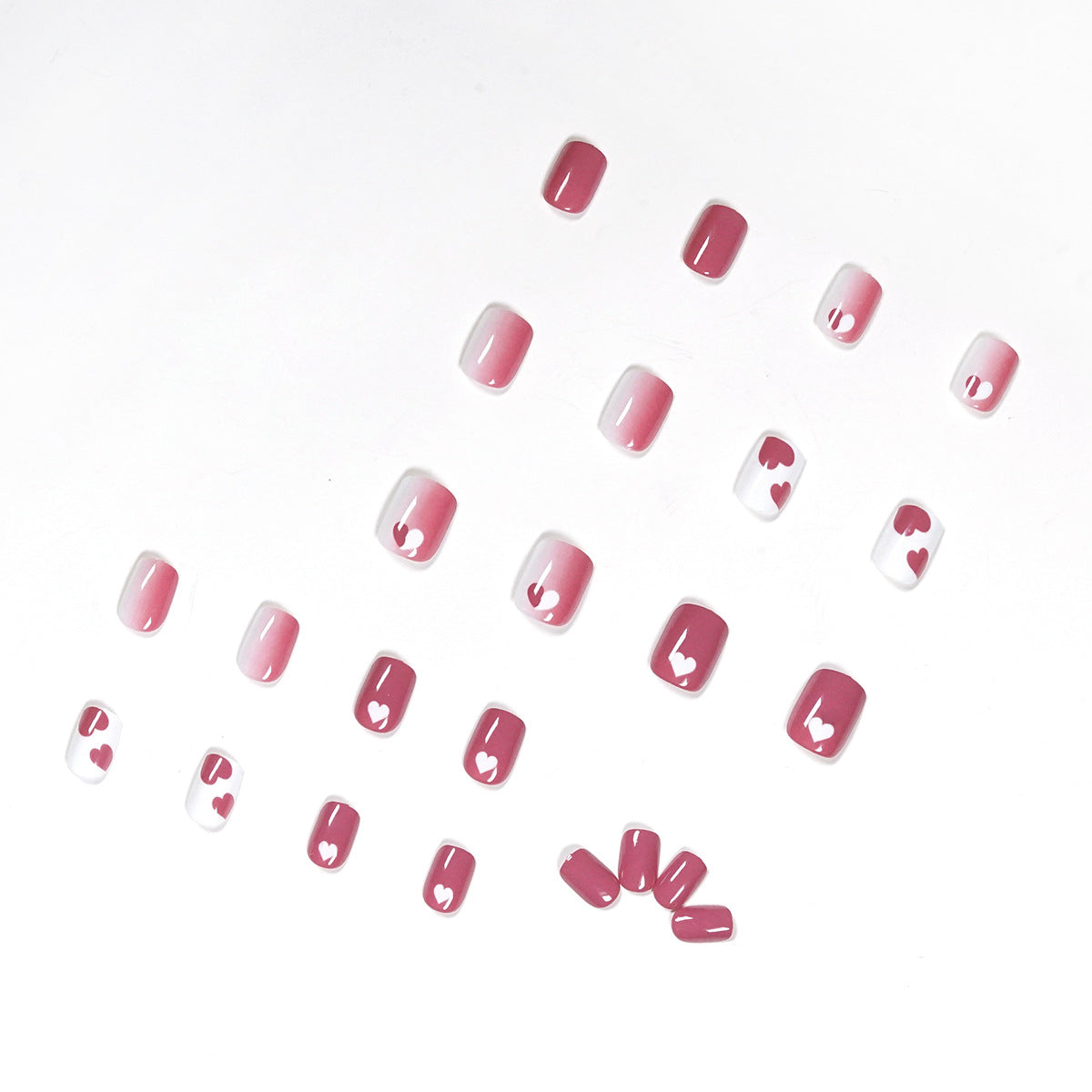 Raspberry graffiti peach heart nail patch fake nail wear nail art finished nail patch removable nail piece factory – Image 3