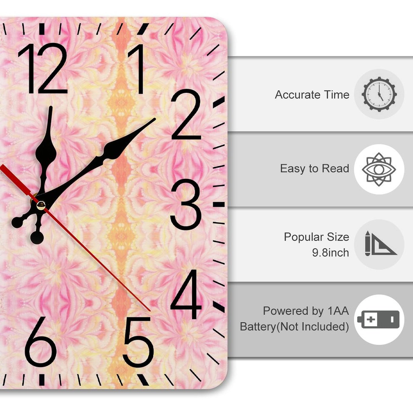 Square Wall Clock-9.8"x9.8"/25x25cm