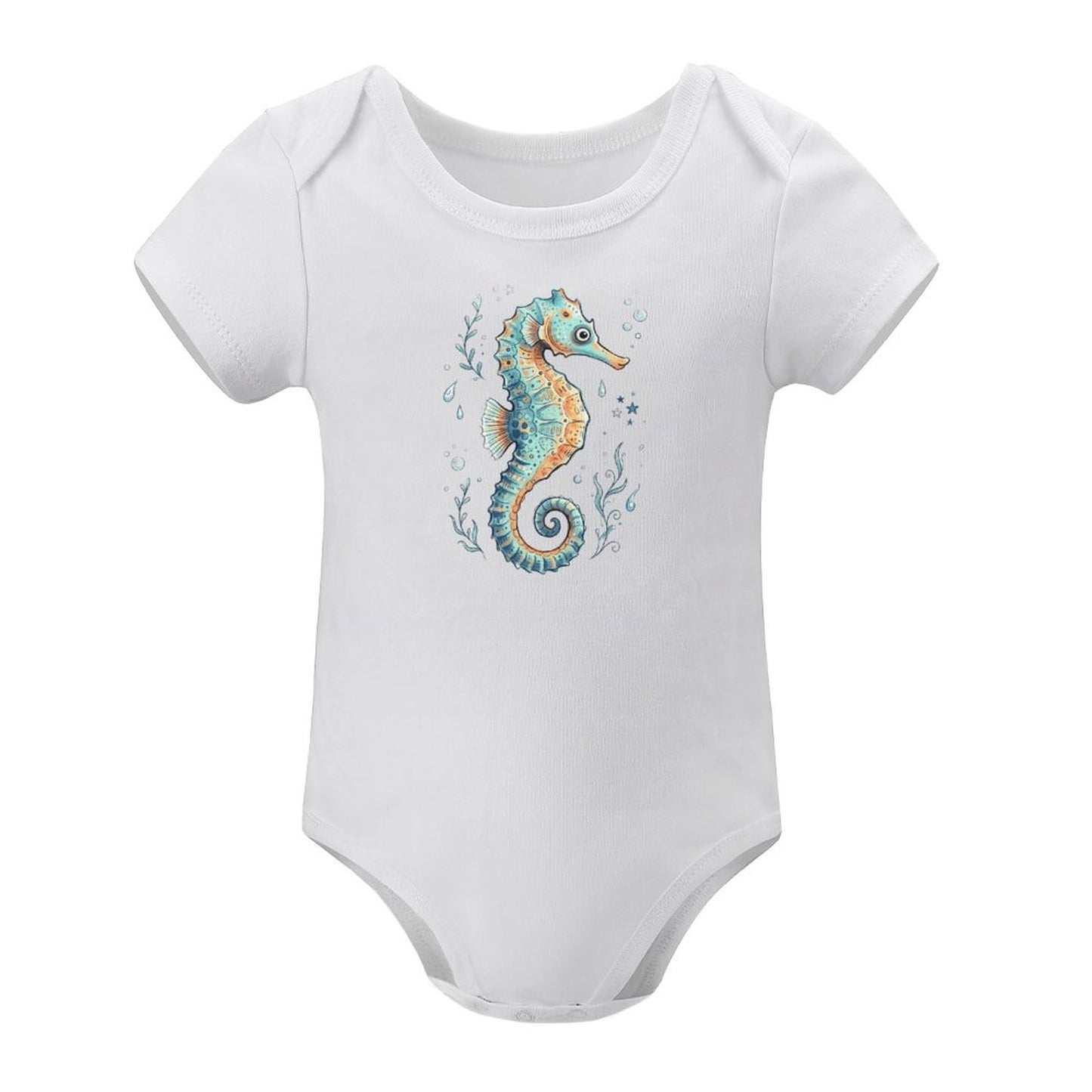 Short Sleeve Baby Romper - Seahorse