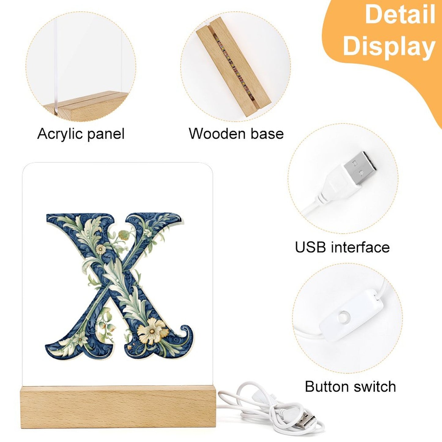 Acrylic Photo Night Light with Wooden Base