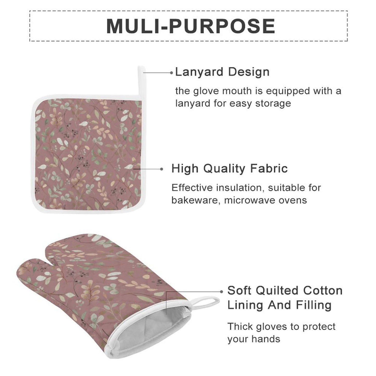 Oven Mitts & Pot Holder Set of 3
