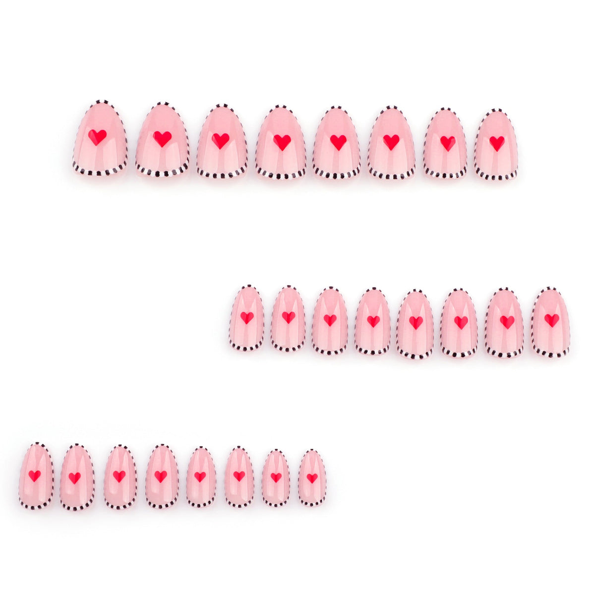 Black and white striped short wear nail simple love Valentine's Day nail art fake nails almond fake nails nail – Image 2