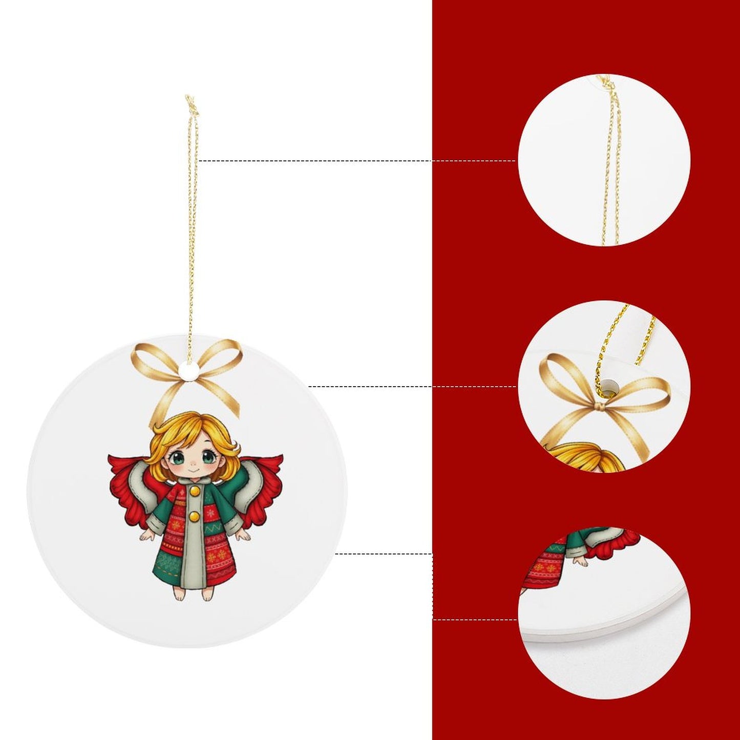 Round Ceramic Christmas Ornament (Matte Surface)