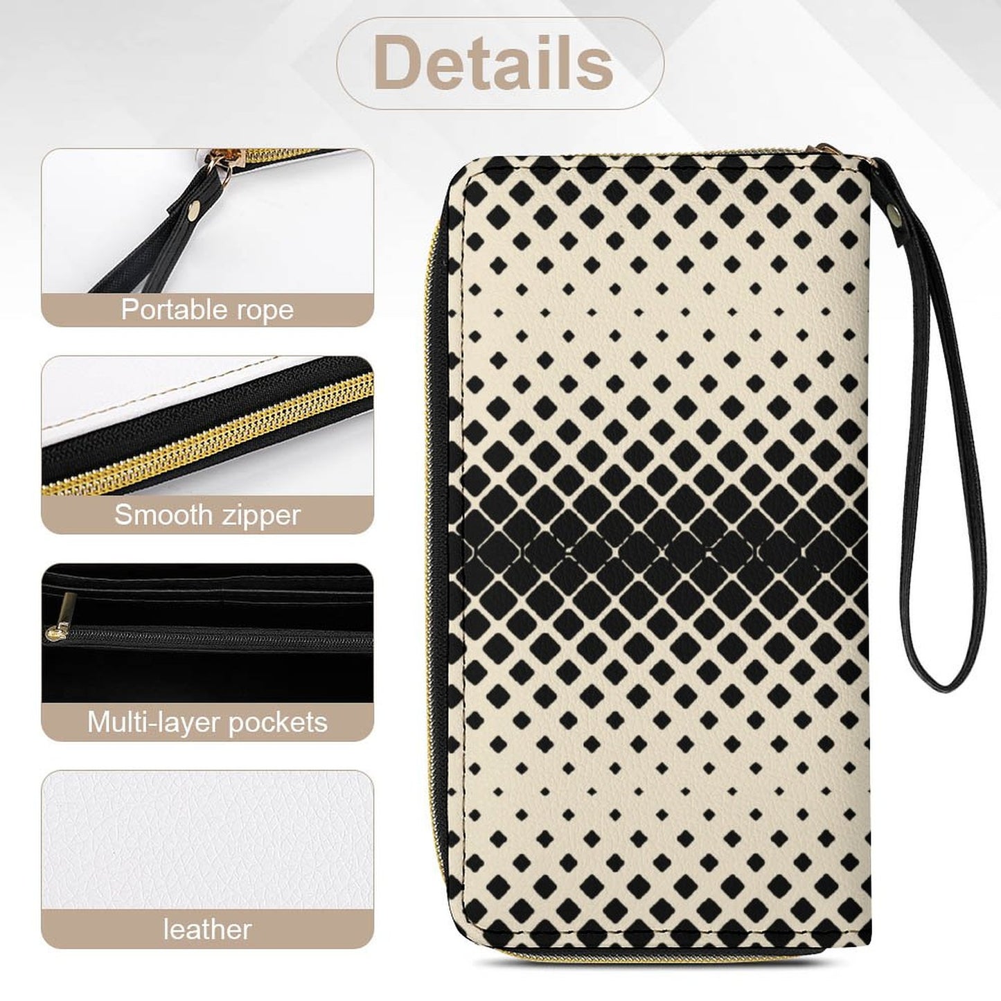 Leather Wallet with Wristlet Strap - Letter B