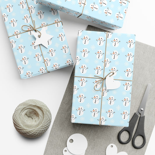 Snowman Gift Wrap Papers, Holiday Wrapping Paper, Christmas Gift Wrap, Cute Snowman Design, Winter Celebration Supplies