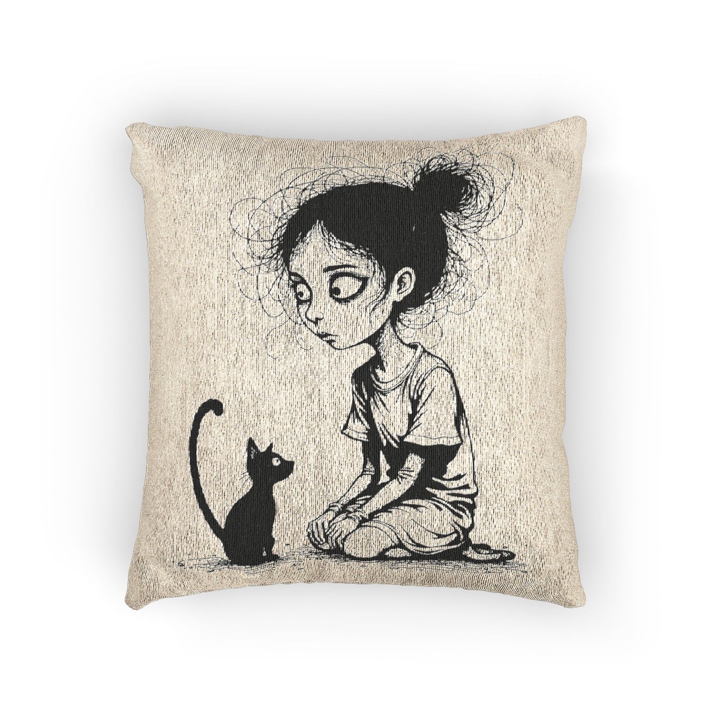 Whimsical Cat Lover's Woven Pillow, Cozy Home Decor, Cute Animal Accent, Cat Lover Gift, Couch Cushion, Bohemian Style Pillow