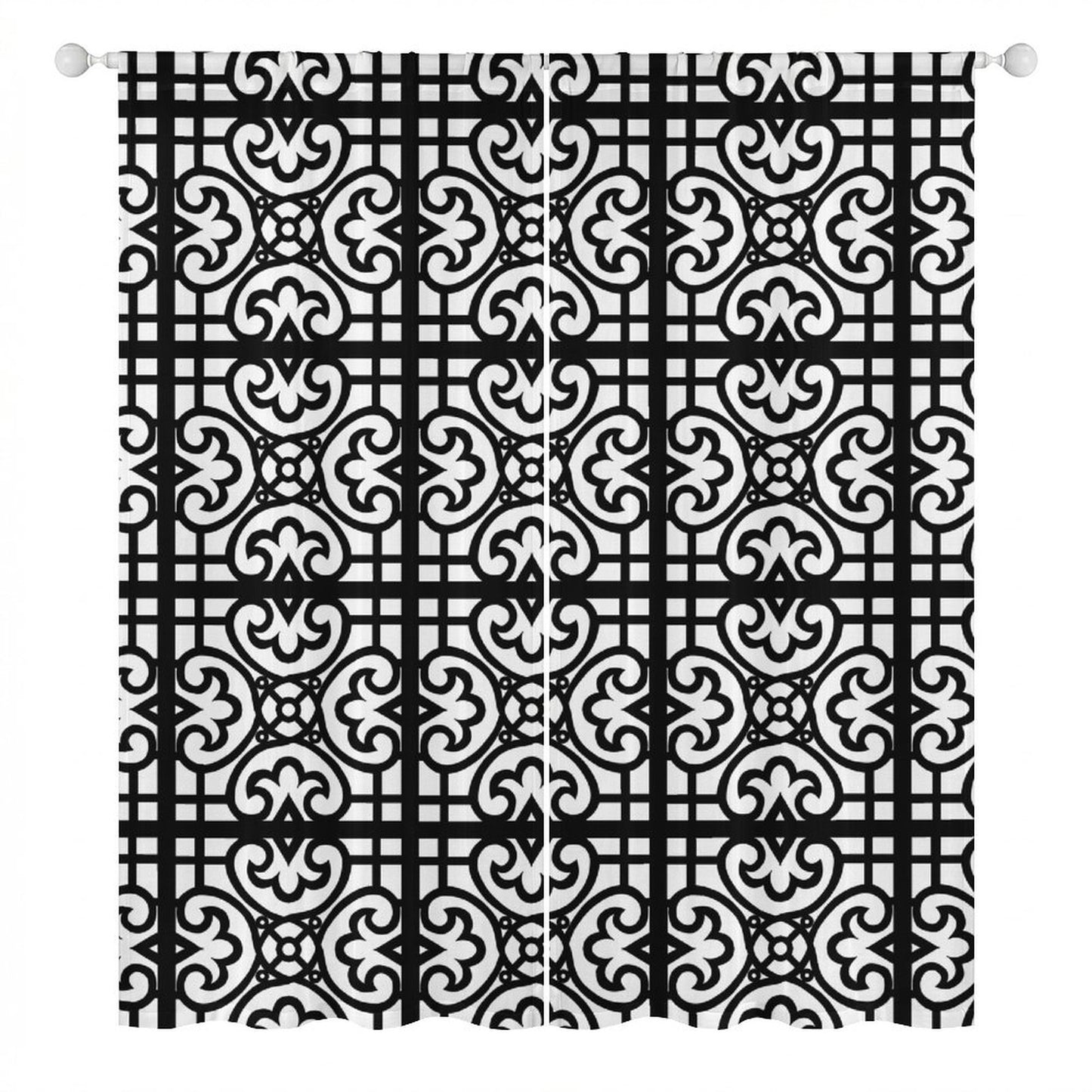 Sheer Curtain Black and White