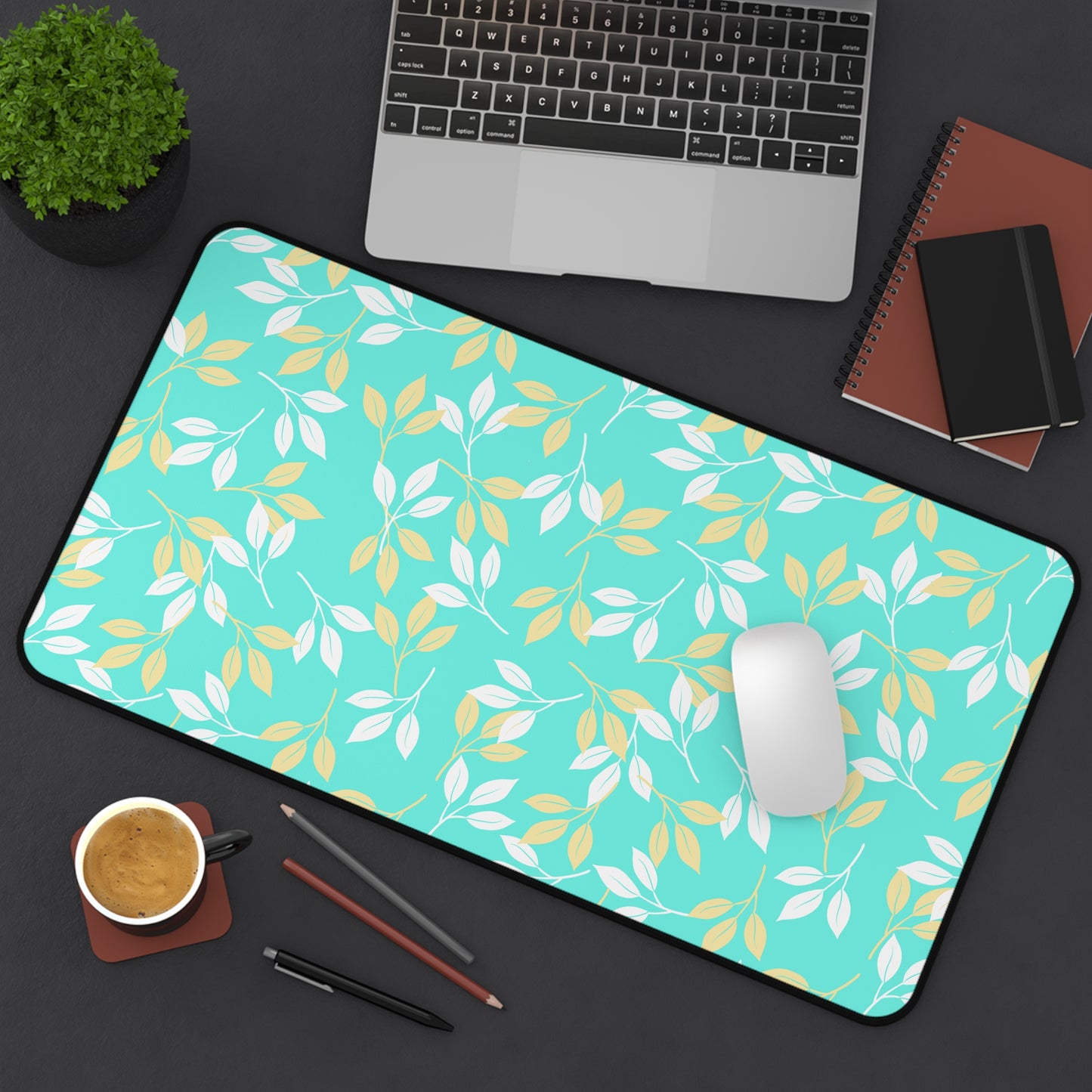 Botanical Desk Mat for Home Office, Leafy Desk Pad, Cute Work Accessory, Floral Mouse Mat, Gift for Students, Greenery Decor