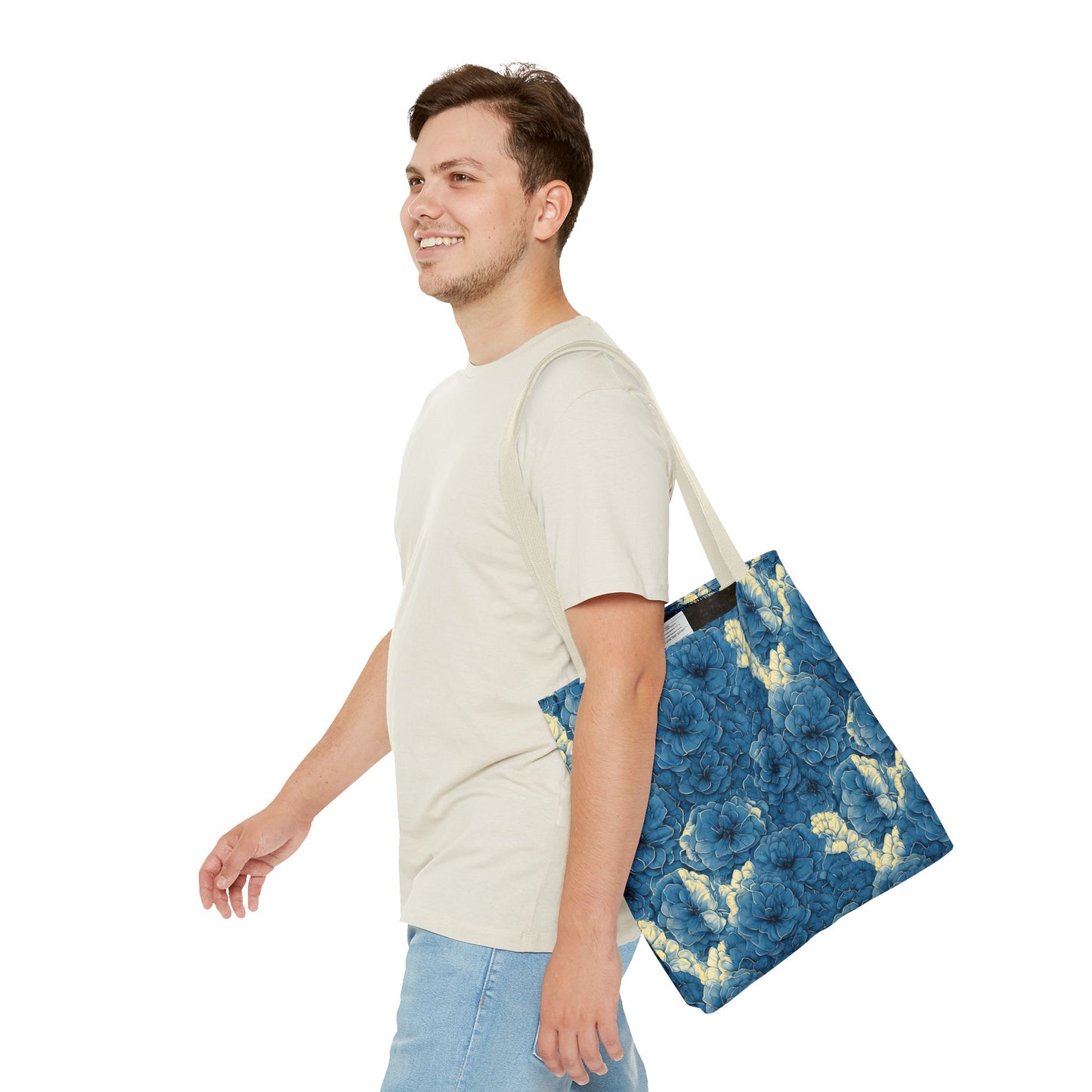 Floral Blue Peony Tote