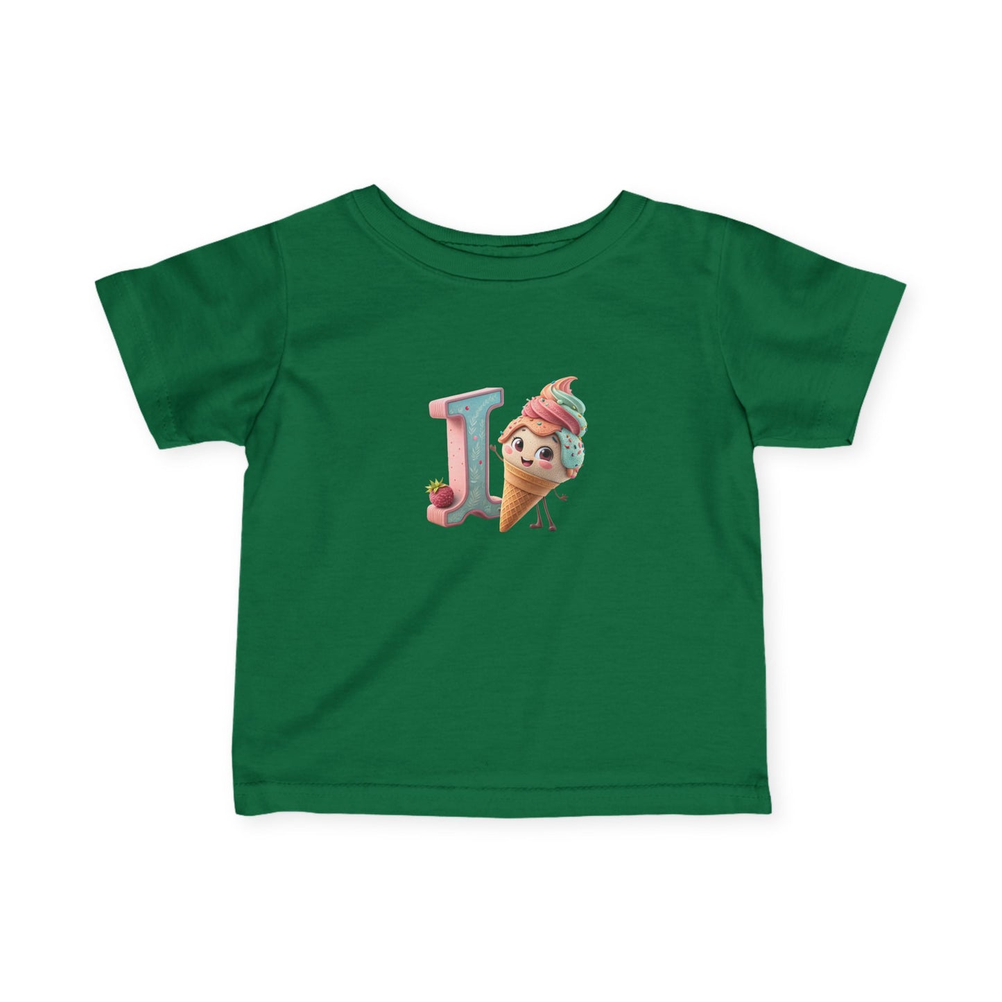 Cute Ice Cream Initial Infant Tee, Baby Shirt, Toddler Clothing, Summer Outfit, Personalized Gift, Kids Apparel