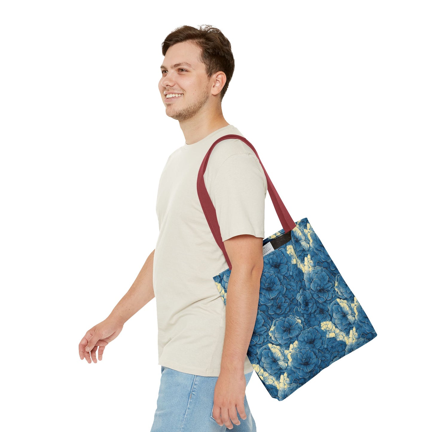 Floral Blue Peony Tote