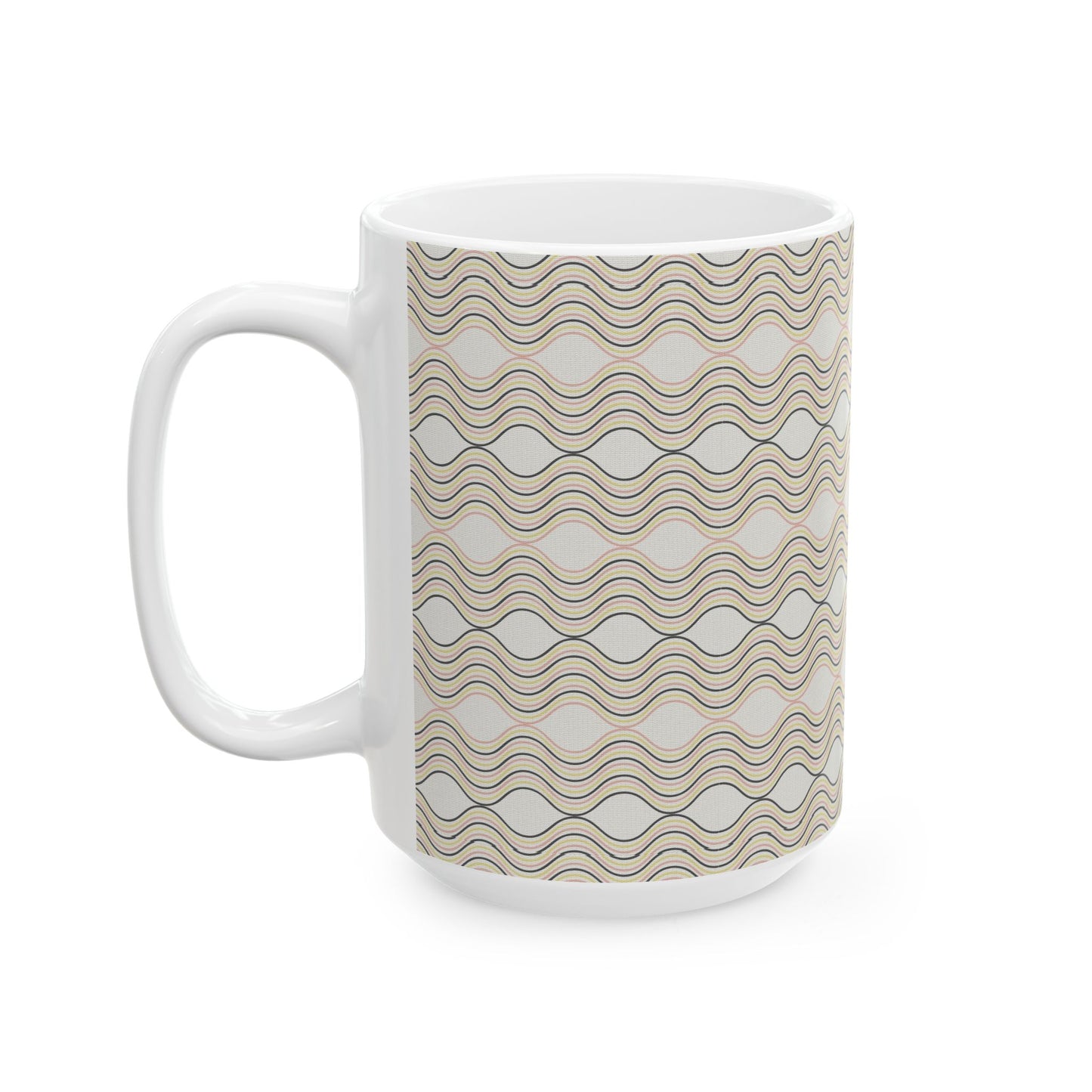 Wave Pattern Ceramic Mug - Cozy Coffee Cup, Unique Gift for Tea Lovers, Home Decor, Housewarming, Birthday, Holiday