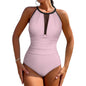 Sheer Mesh One-Piece Swimsuit Light Pink
