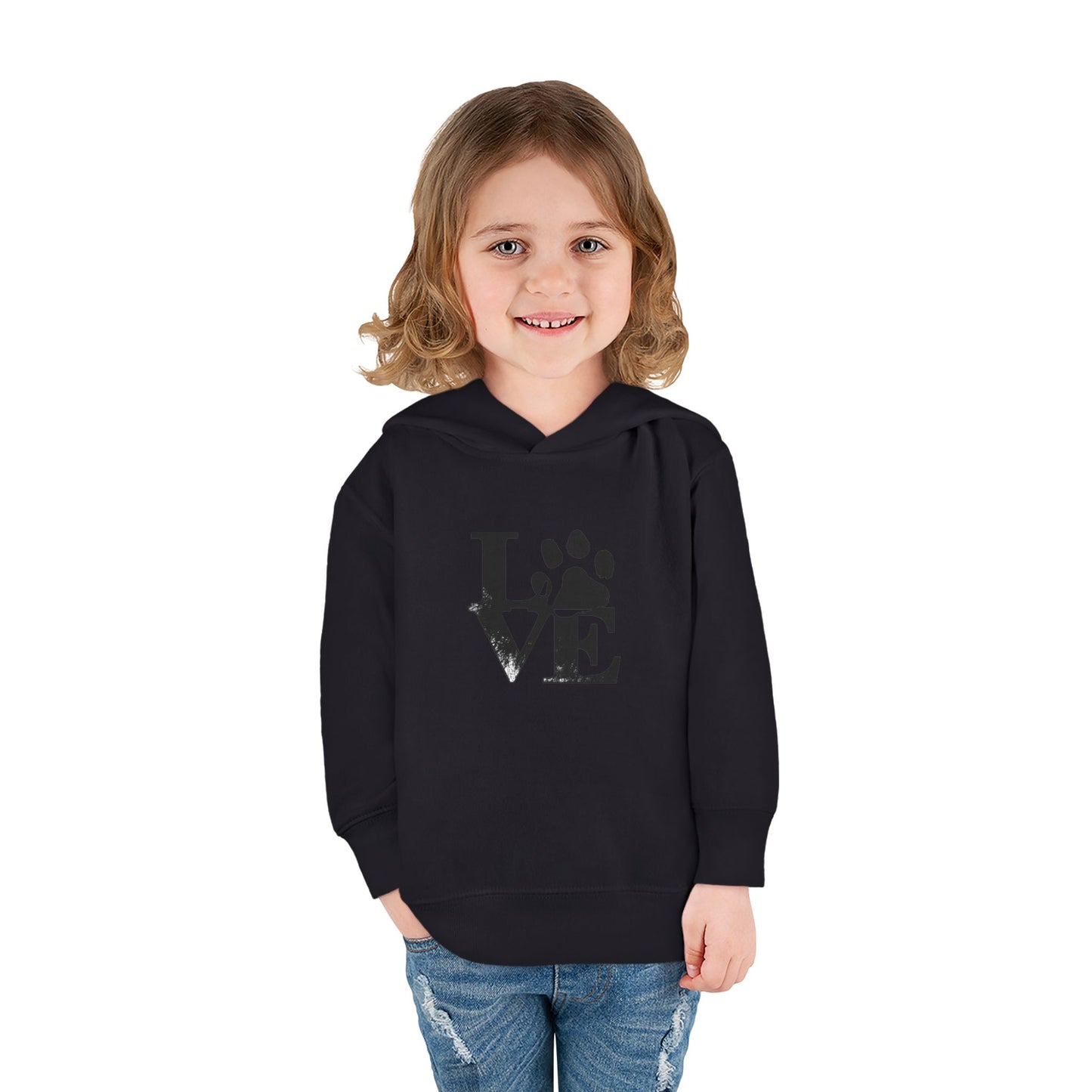 Paw Print Love Toddler Fleece Hoodie, Cute Kids Sweatshirt, Animal Lover Gift, Pet Lover Apparel, Cozy Toddler Hoodie