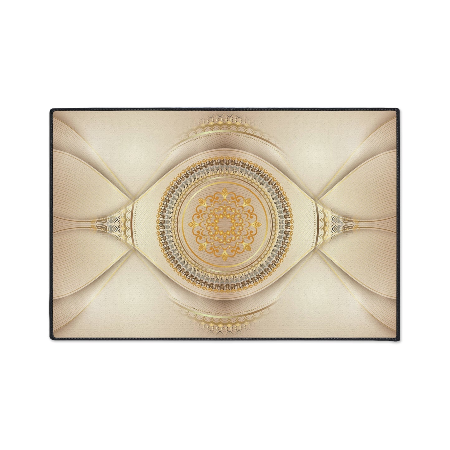 Decorative Heavy Duty Floor Mat — Elegant Gold Mandala Design