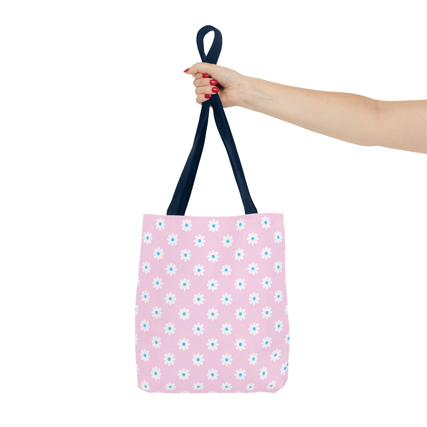 Pink Daisy Pattern Tote Bag — Floral Everyday Canvas Shopper
