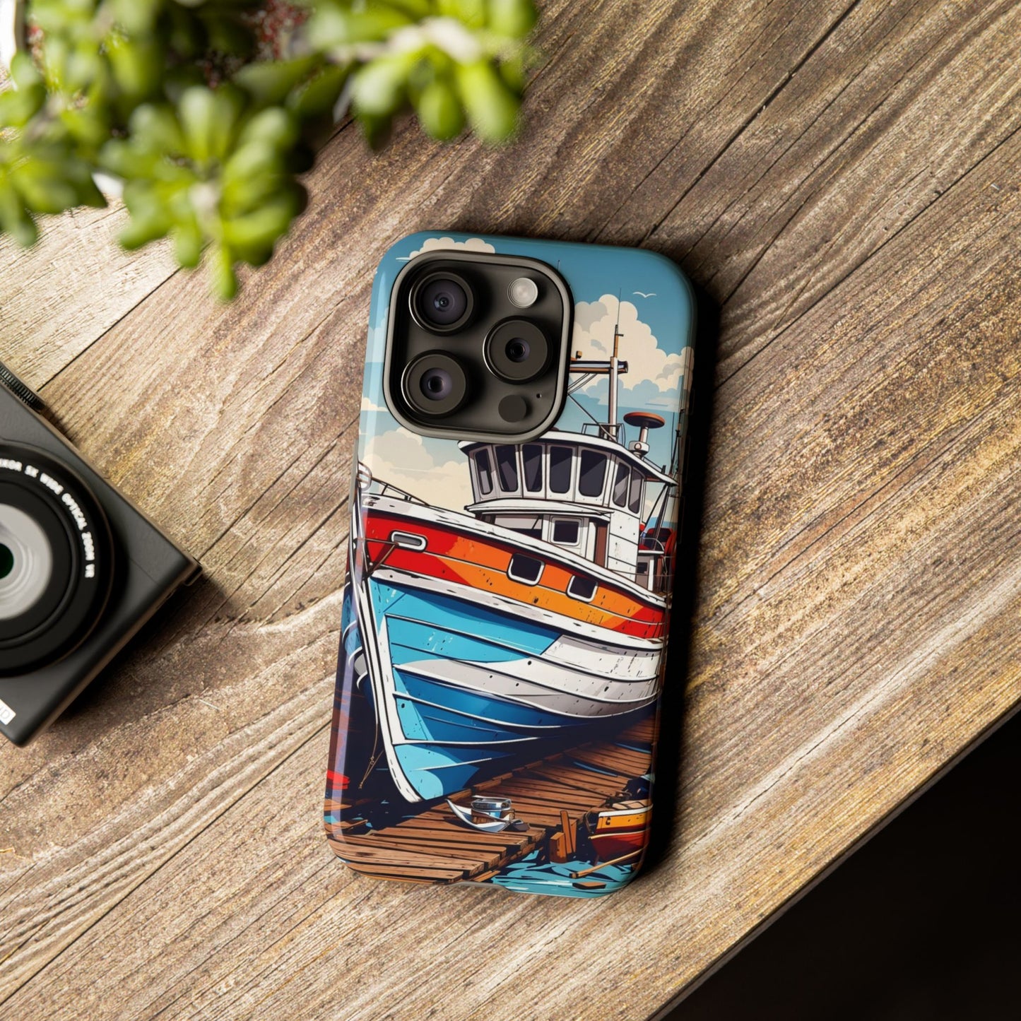Colorful Fishing Boat Phone Case | Nautical Gift, Marine Design, Coastal Aesthetic, Summer Vibes, Sea Lover's Accessory