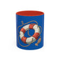 Lifesaver Accent Coffee Mug - Nautical Gift, Beach Decor, Sailor's Coffee Cup, Ocean Lover Mug, Summer Vibes