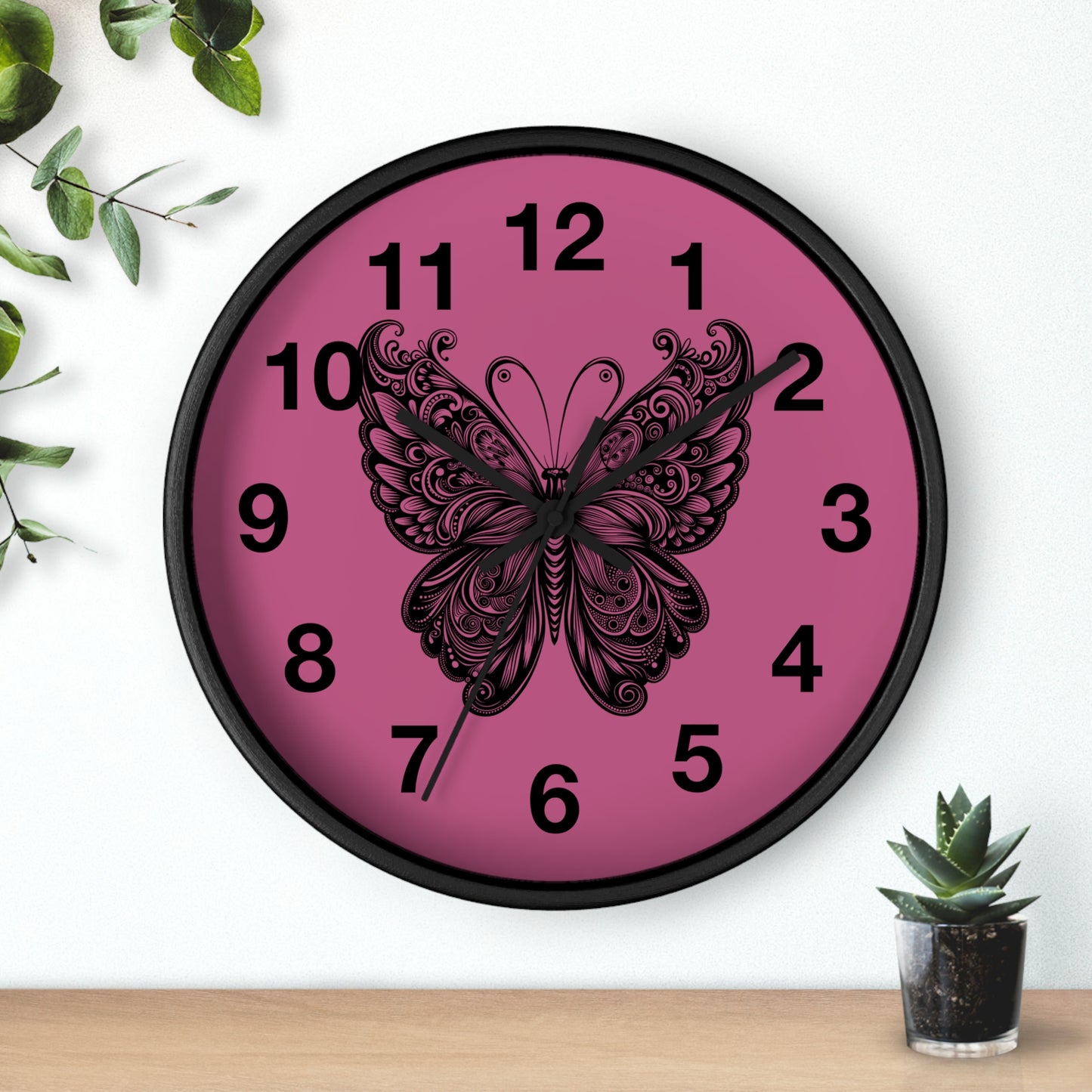 Butterfly Inspired Wall Clock | Chic Home Decor, Unique Gift for Her, Modern Timepiece, Butterfly Lover Gift, Pink Wall Clock