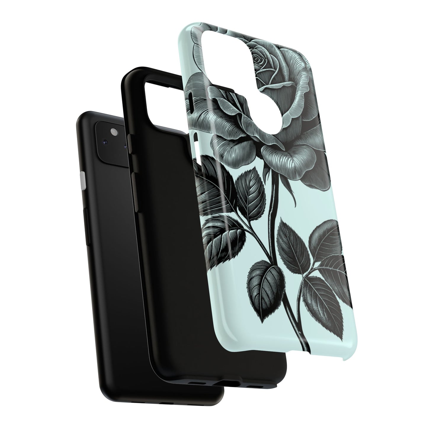 Elegant Floral Phone Case, Tough Cases for iPhones, Black Rose Design, Gift for Her, Stylish Phone Cover, Birthday Gifts