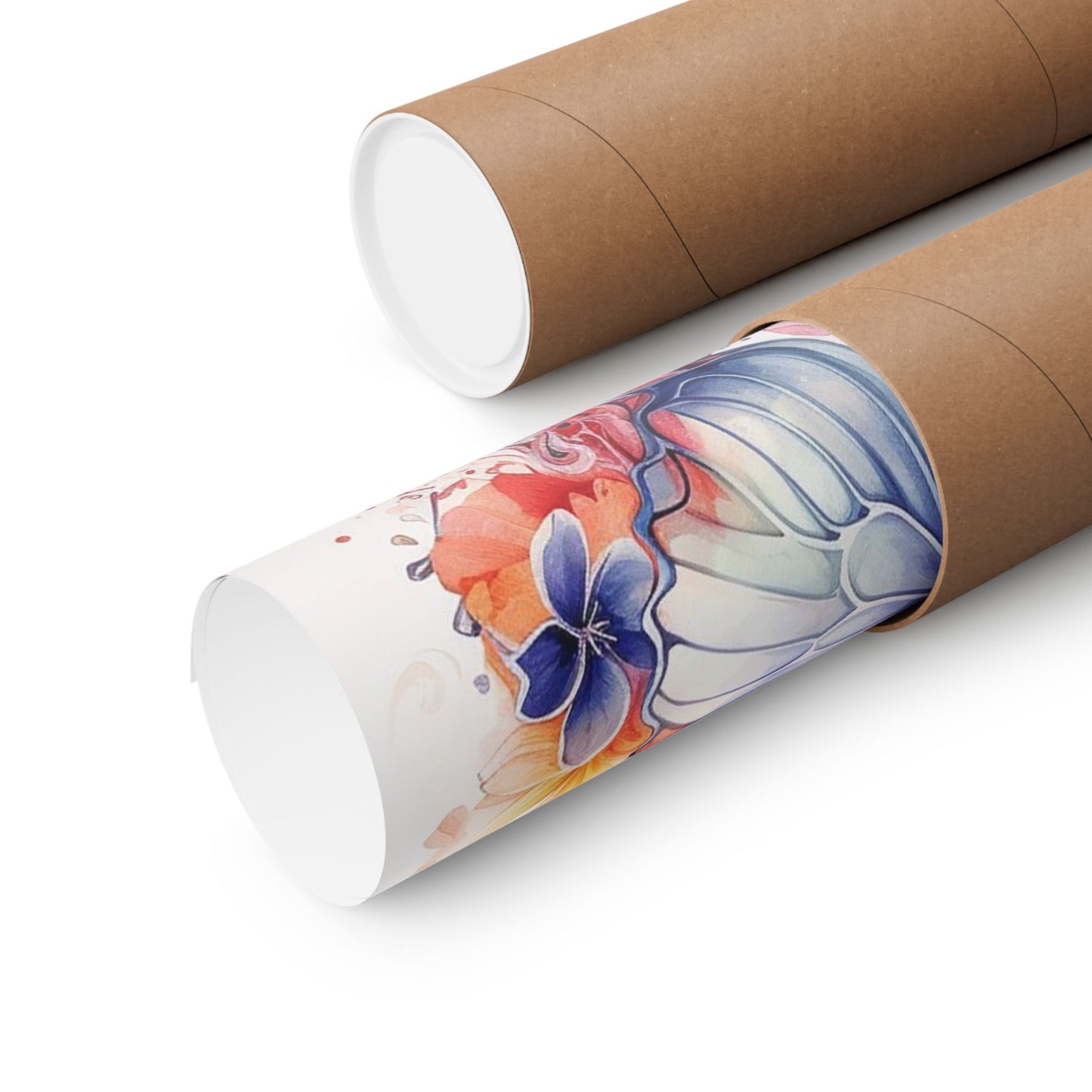 Butterfly Watercolor Wall Poster — Floral Pastel Matte Vertical Print