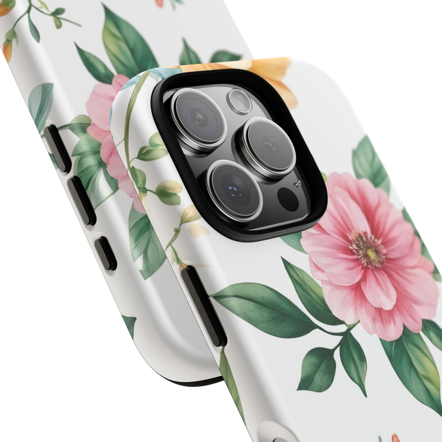 Floral Tough Phone Case — Pink Peony Protective Phone Cover