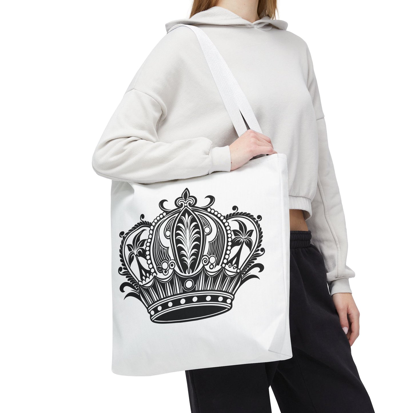 Crown Design Tote Bag, Royal Style Shopping Tote, Chic Grocery Bag, Gift for Her, Fashionable Accessories