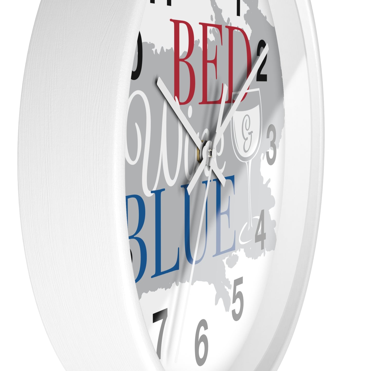 Patriotic Wall Clock - "Bed, White, and Blue" - Home Decor, Gift for Hosts, Independence Day, Americana Style, Wall Art, Kitchen Clock