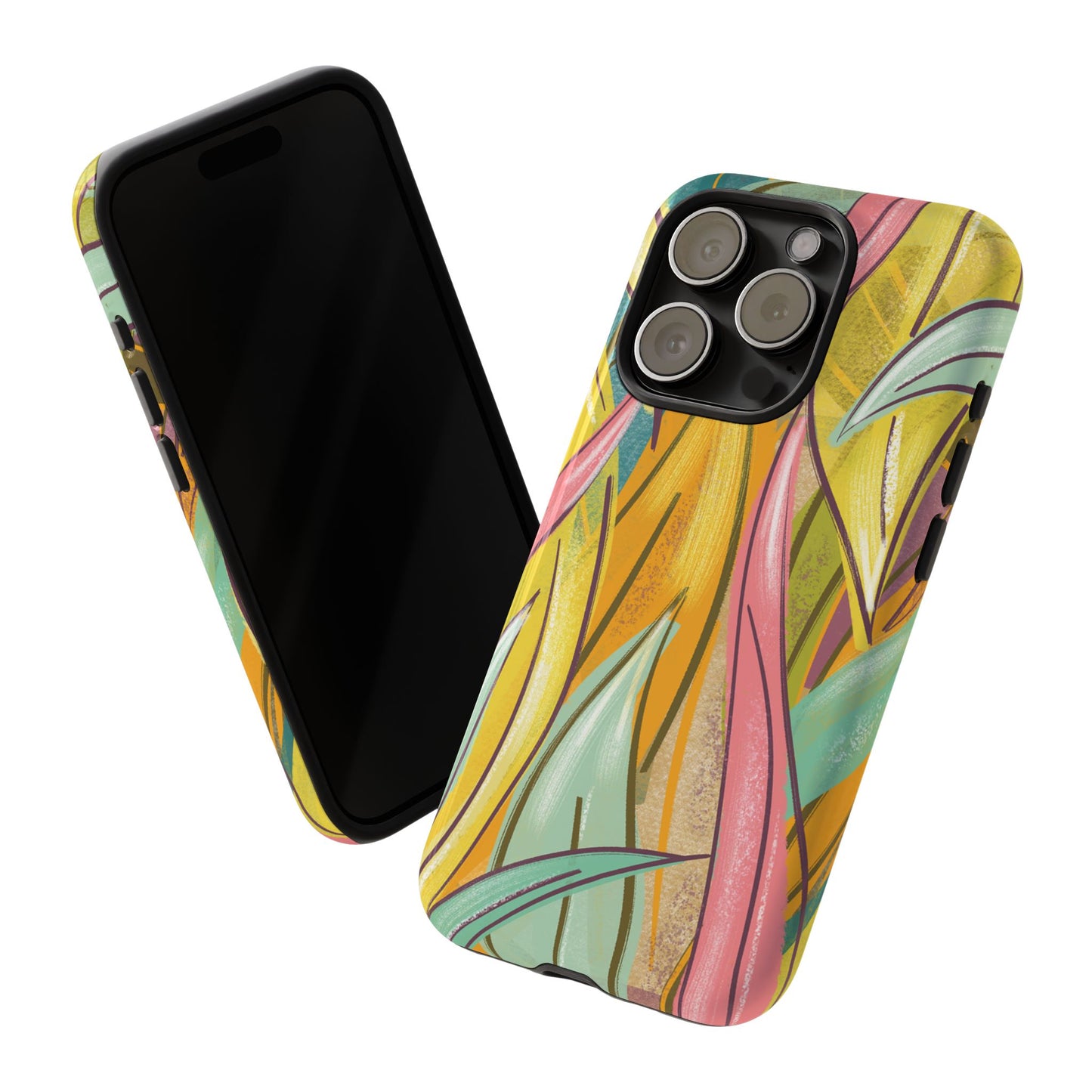 Vibrant Phone Case with Colorful Leaf Design, Tough Cases for Nature Lovers, Eco-Friendly Gift, Summer Vibes, Floral Phone Cover